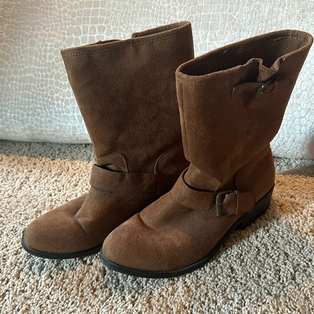 Faux Suede Moto Boot